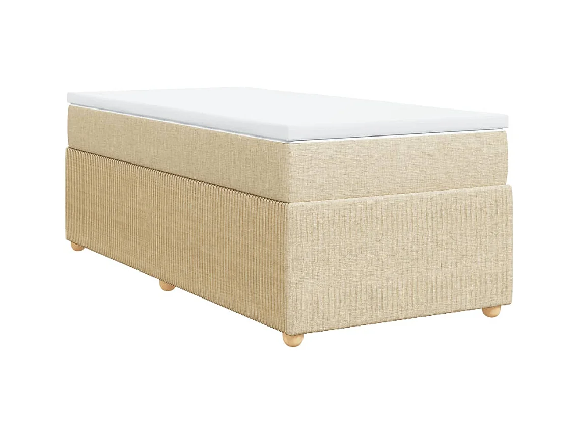 Sommier à lattes de lit avec matelas Crème 90x200 cm Tissu