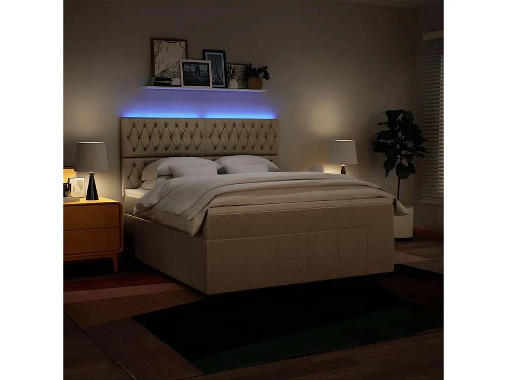 Cama com molas/colchão 180x200 cm tecido cor creme