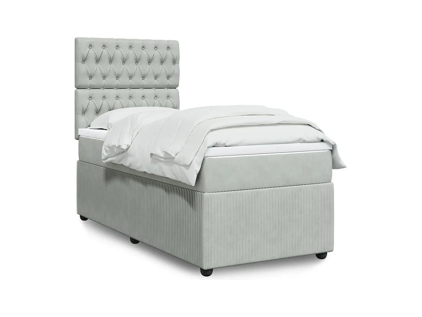 Sommier à lattes de lit et matelas Gris clair 90x200 cm Velours