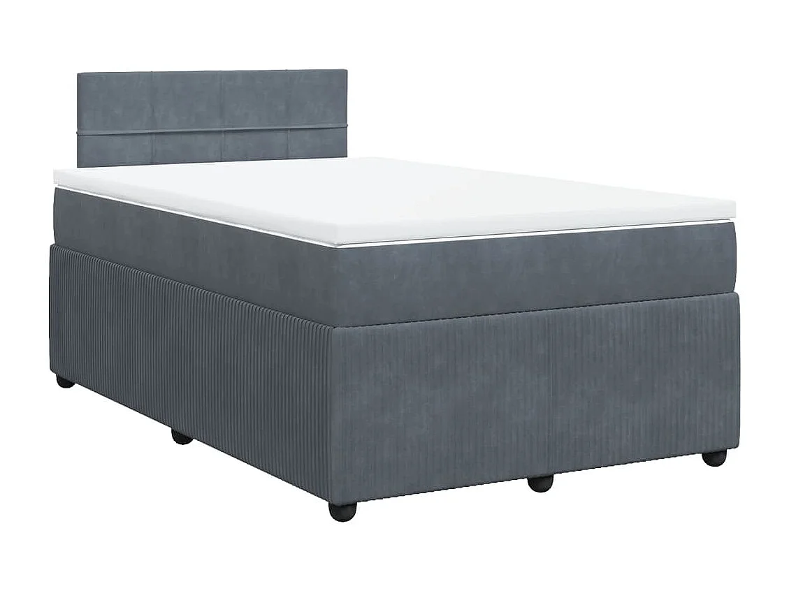 Cama boxspring com colchão 120x200 cm veludo cinzento-escuro