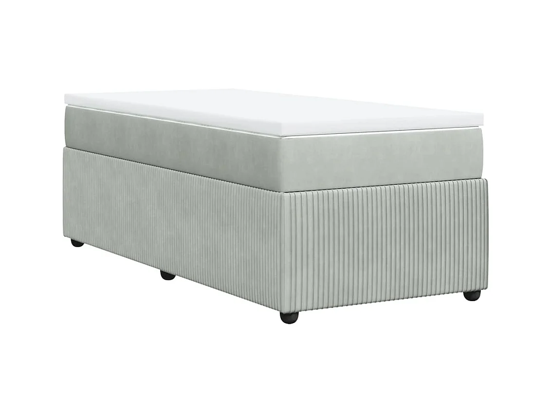 Sommier à lattes de lit et matelas Gris clair 90x190 cm Velours