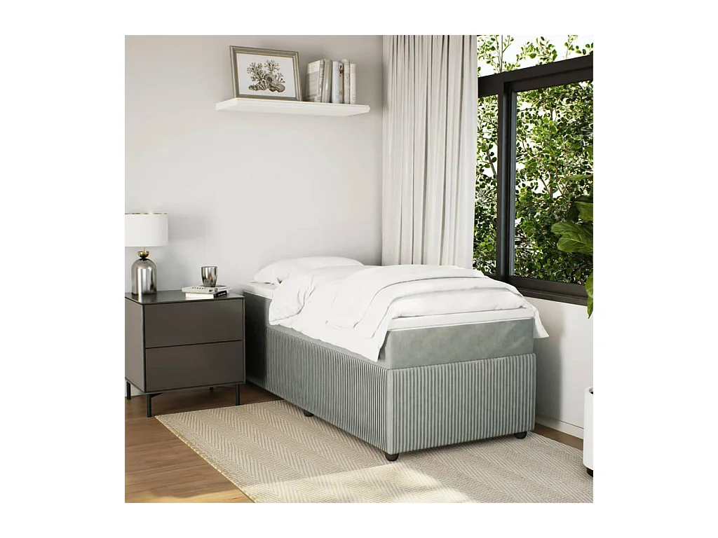 Sommier à lattes de lit et matelas Gris clair 90x190 cm Velours