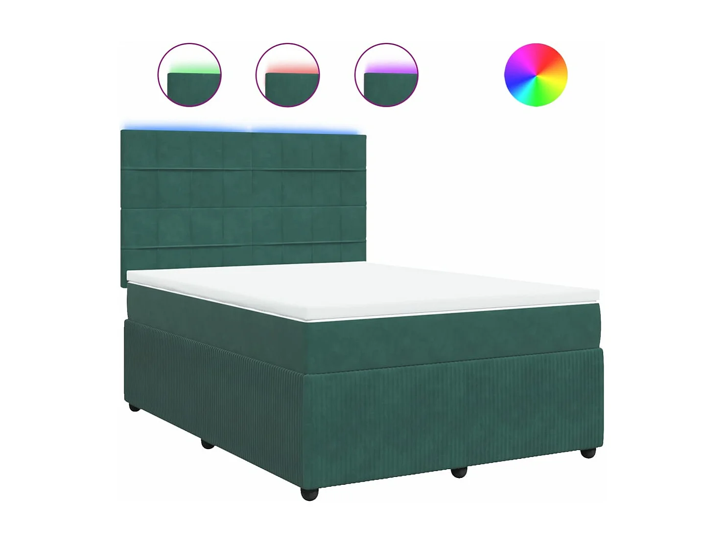 Cama com molas/colchão 140x200 cm veludo verde-escuro