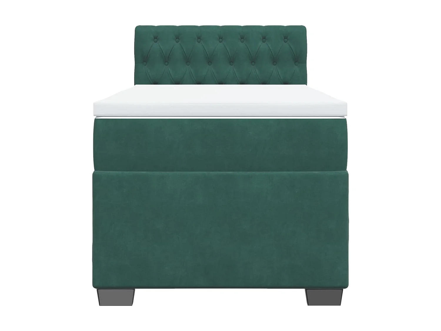 Cama box spring con colchón terciopelo verde oscuro 90x190 cm