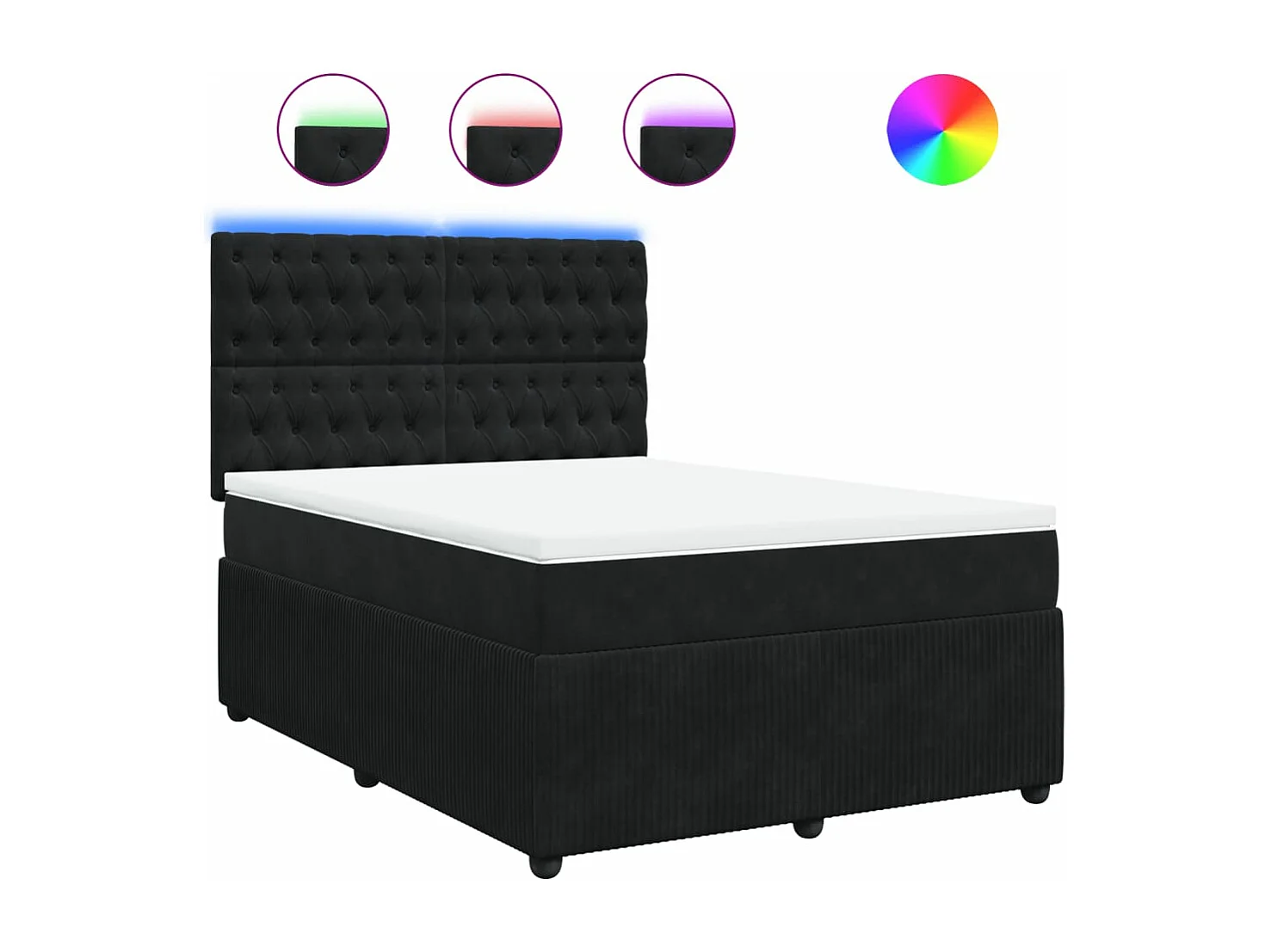 Sommier à lattes de lit avec matelas Noir 140x200 cm Velours