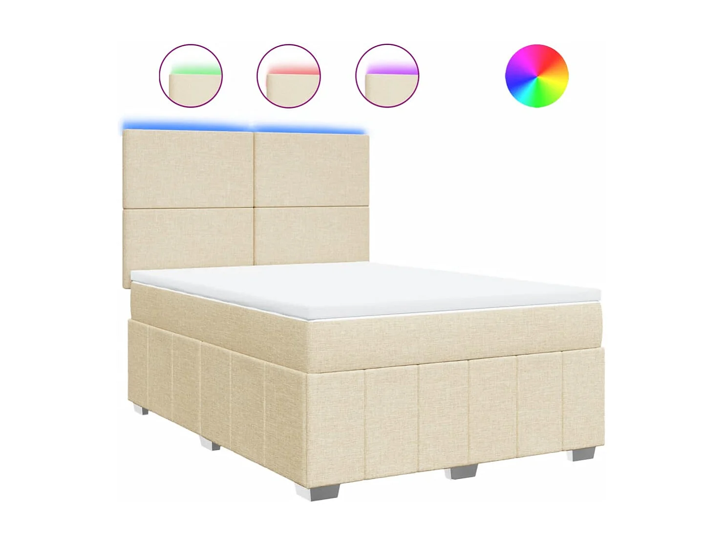 Sommier à lattes de lit avec matelas Crème 160x200 cm Tissu