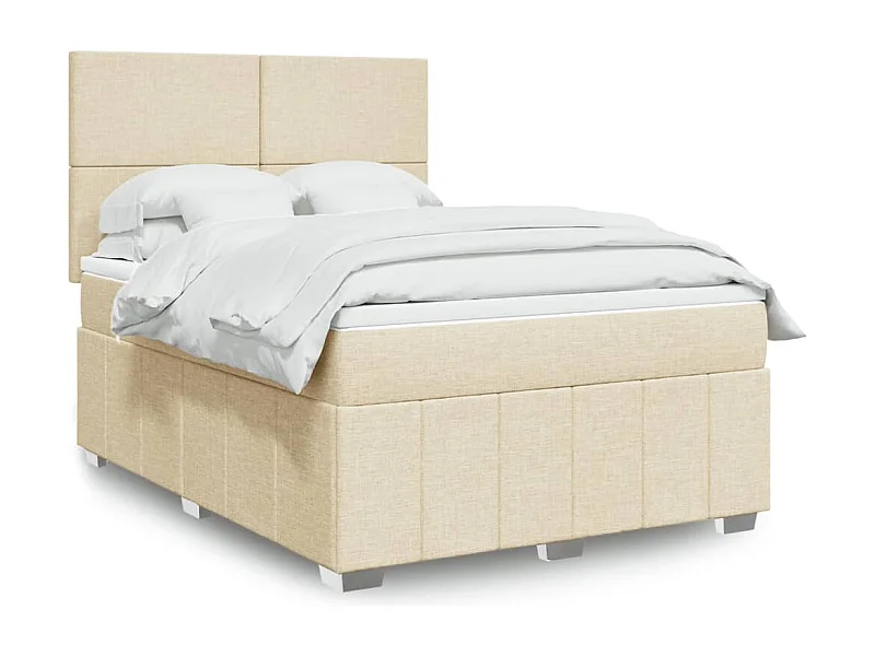 Cama com molas/colchão 160x200 cm tecido cor creme