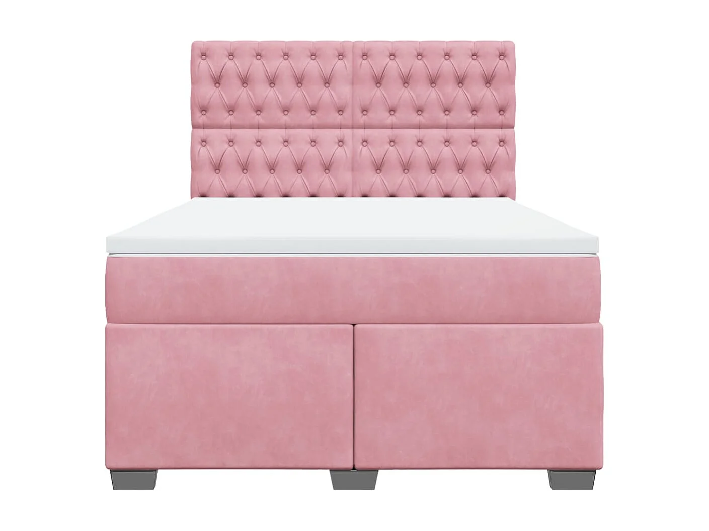 Cama box spring con colchón terciopelo rosa 140x200 cm