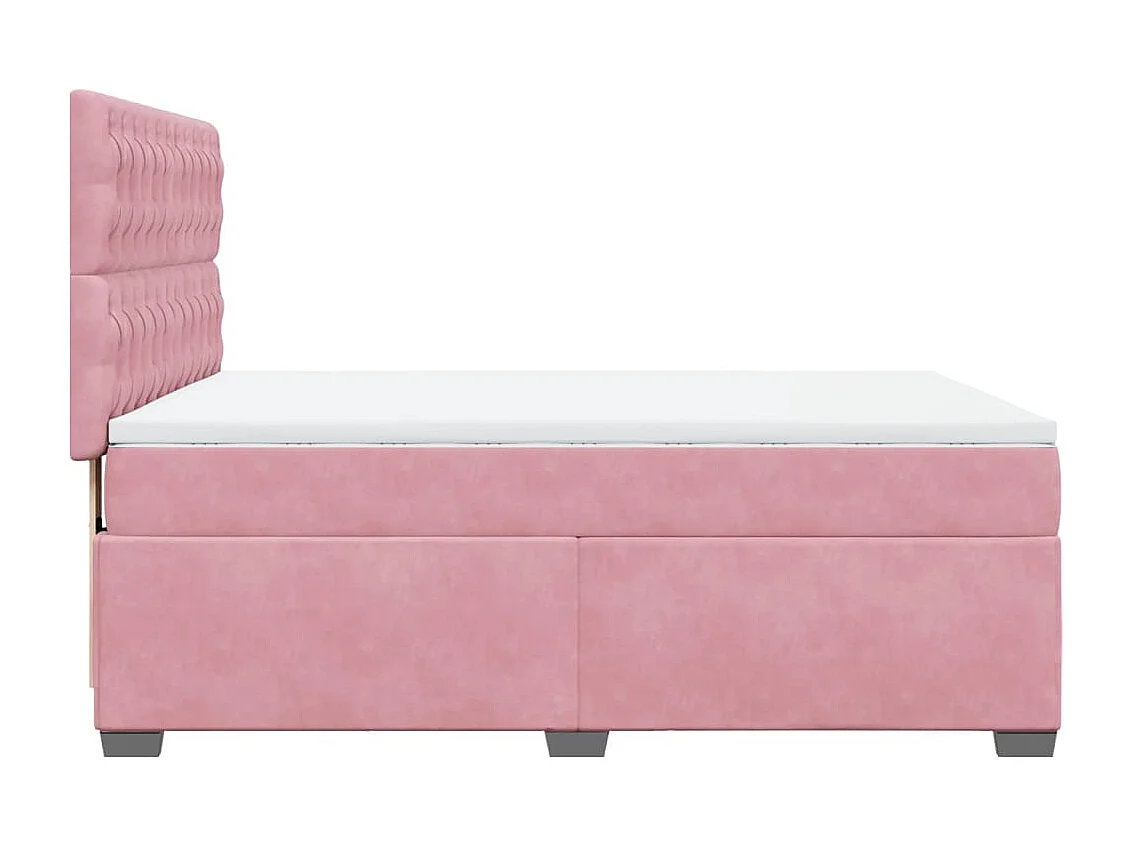 Cama box spring con colchón terciopelo rosa 140x200 cm