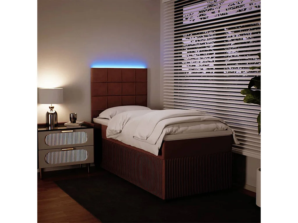 Cama box spring con colchón terciopelo rosa 90x200 cm