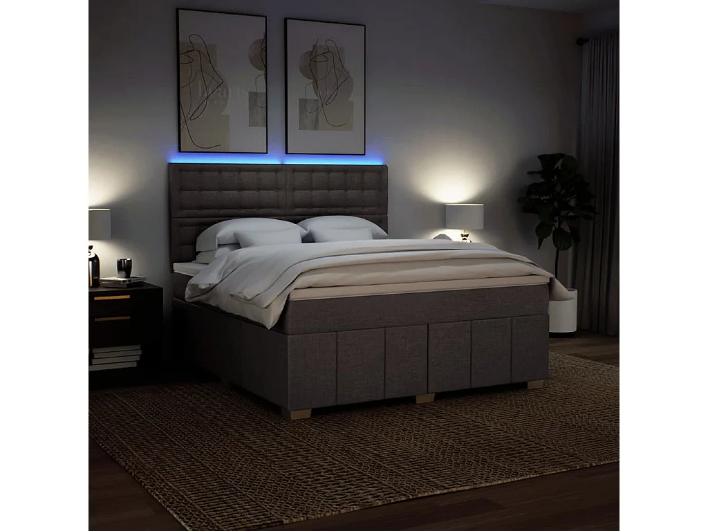 Sommier à lattes de lit avec matelas Taupe 180x200 cm Tissu