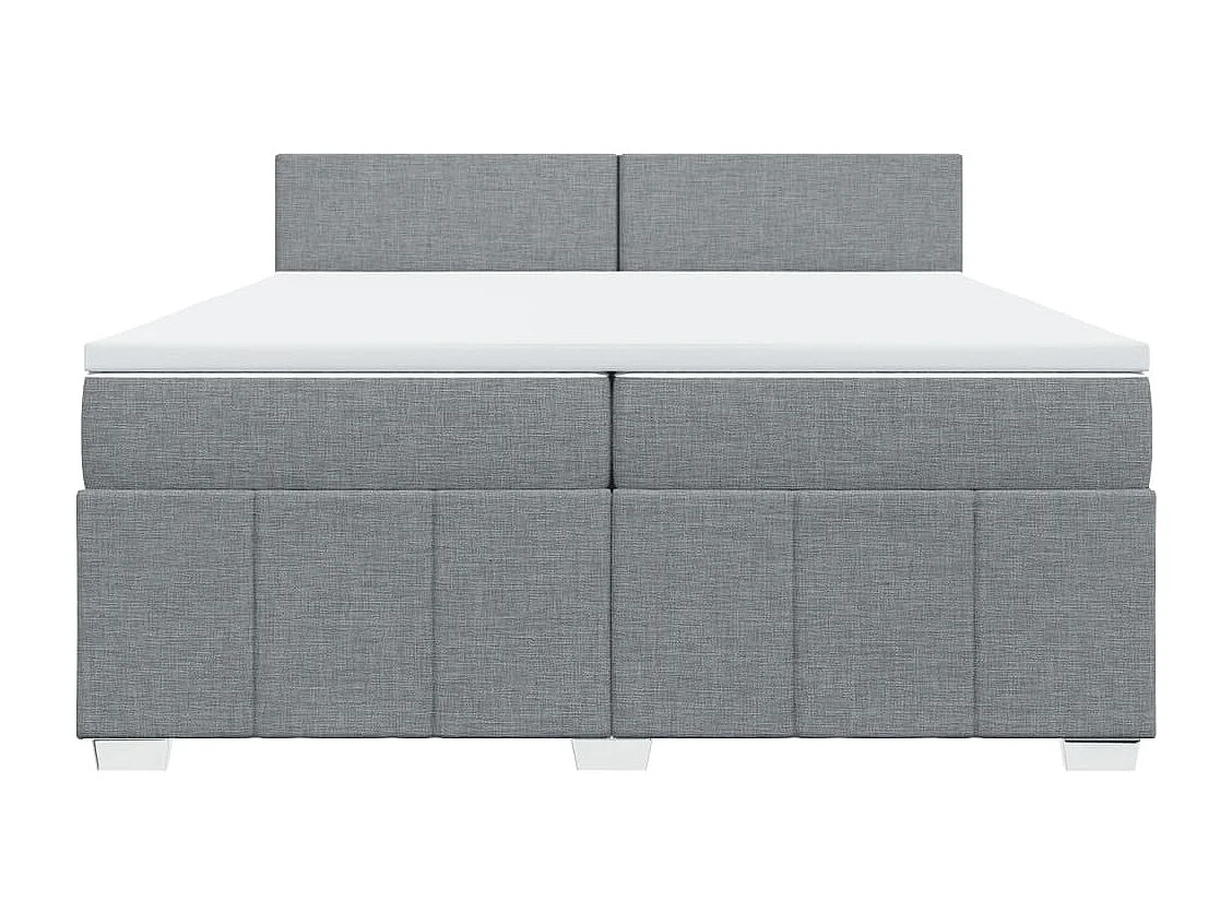 Cama box spring con colchón tela gris claro 200x200 cm