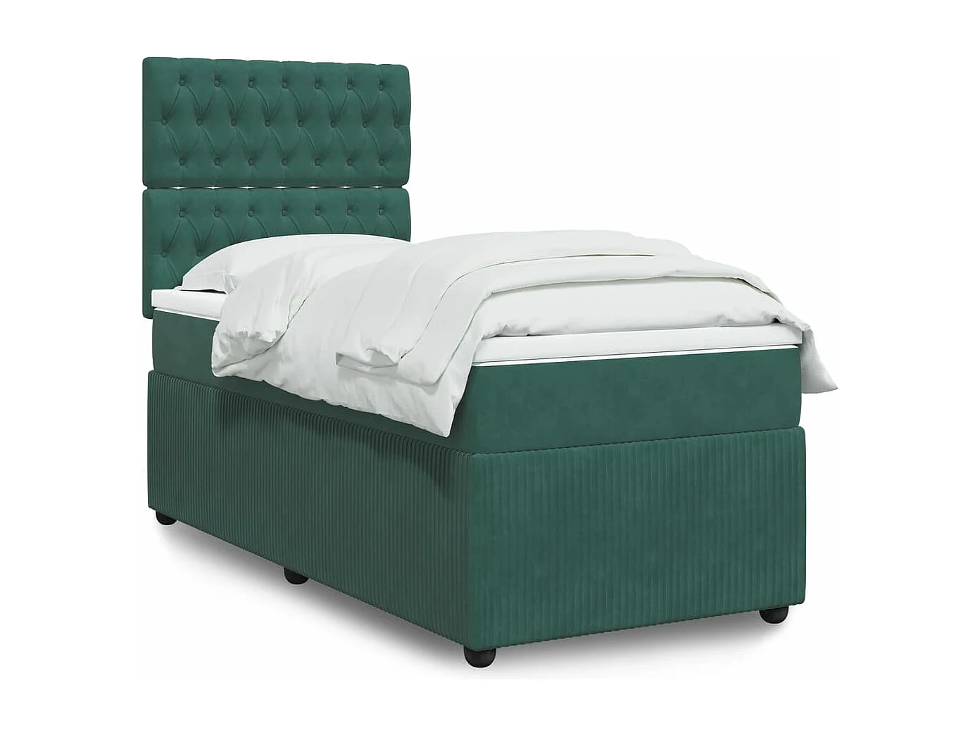 Cama box spring con colchón terciopelo verde oscuro 90x190 cm