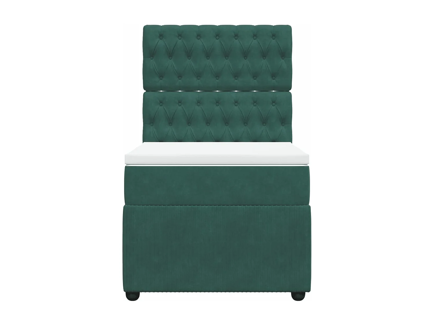 Cama box spring con colchón terciopelo verde oscuro 90x190 cm
