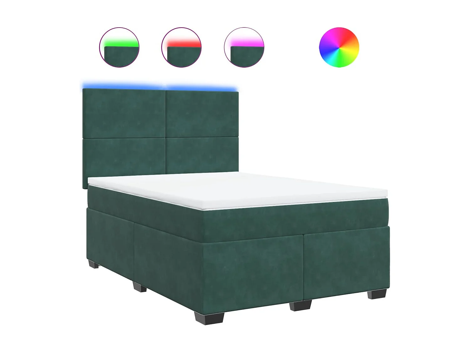 Cama com molas/colchão 160x200 cm veludo verde-escuro