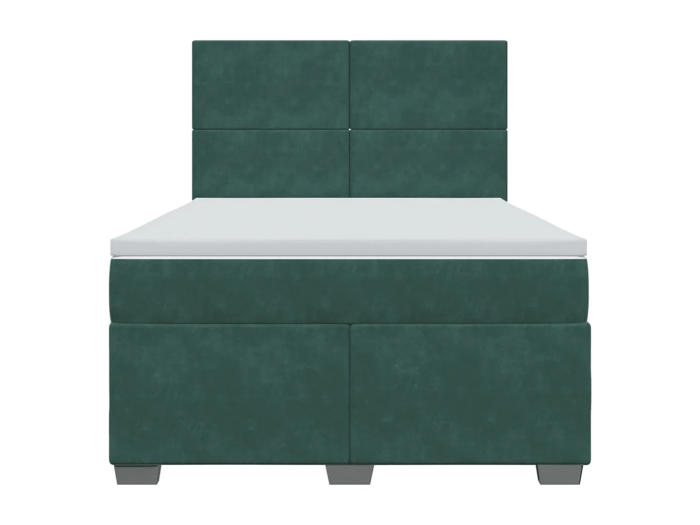 Cama com molas/colchão 160x200 cm veludo verde-escuro