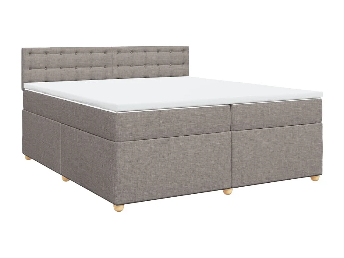 Cama box spring con colchón tela gris taupe 200x200 cm