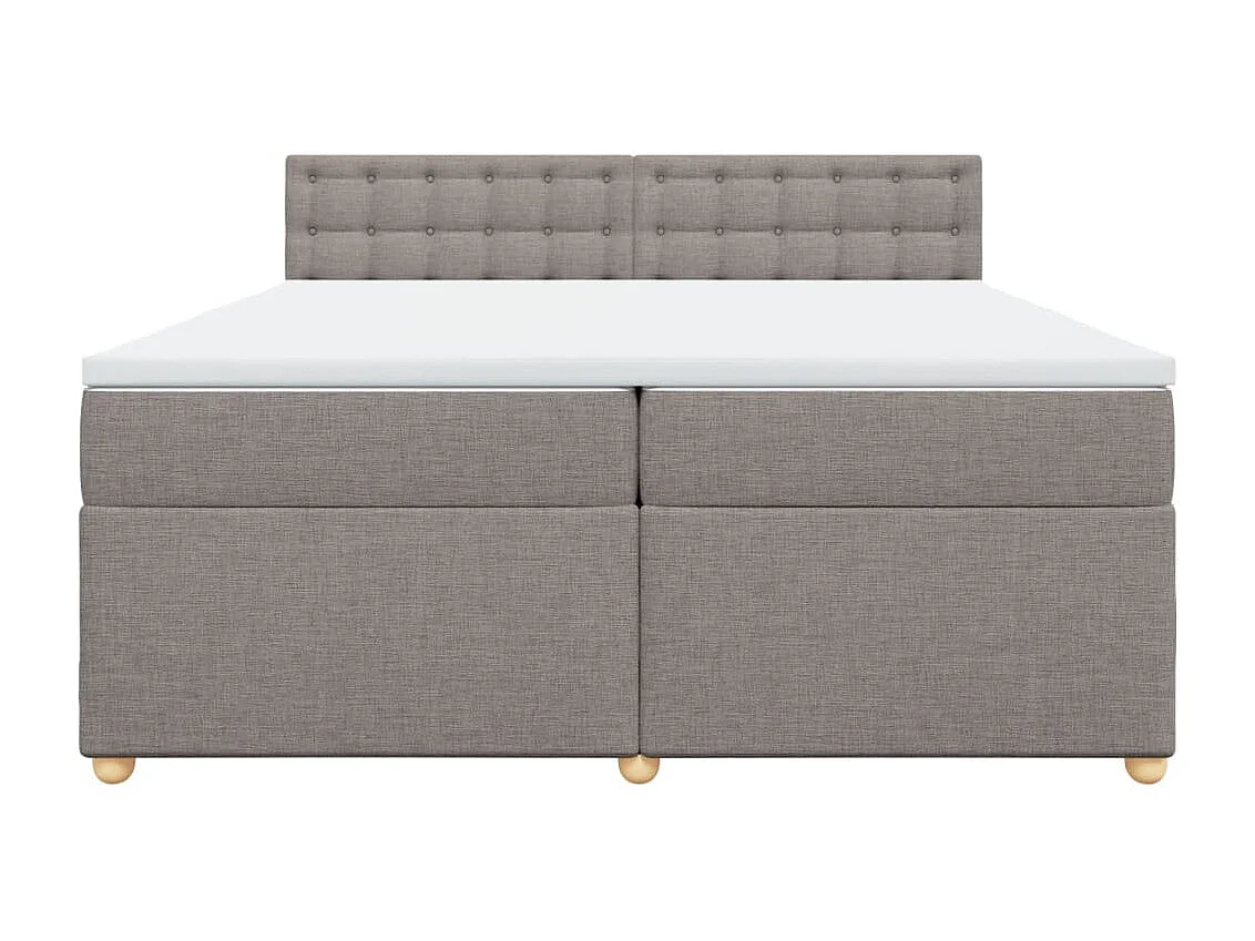 Cama box spring con colchón tela gris taupe 200x200 cm