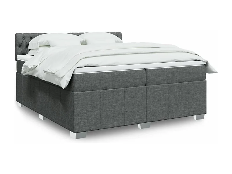 Sommier à lattes de lit avec matelas Gris foncé 200x200cm Tissu