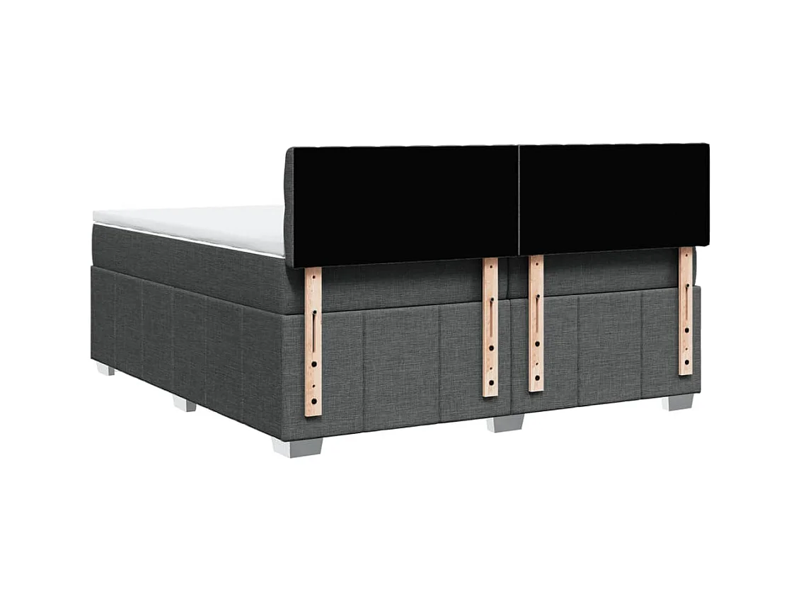Sommier à lattes de lit avec matelas Gris foncé 200x200cm Tissu
