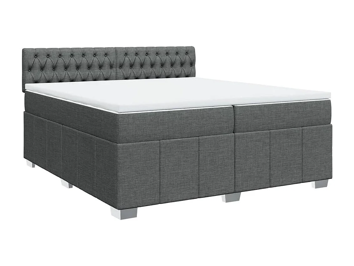 Cama box spring con colchón tela gris oscuro 200x200 cm