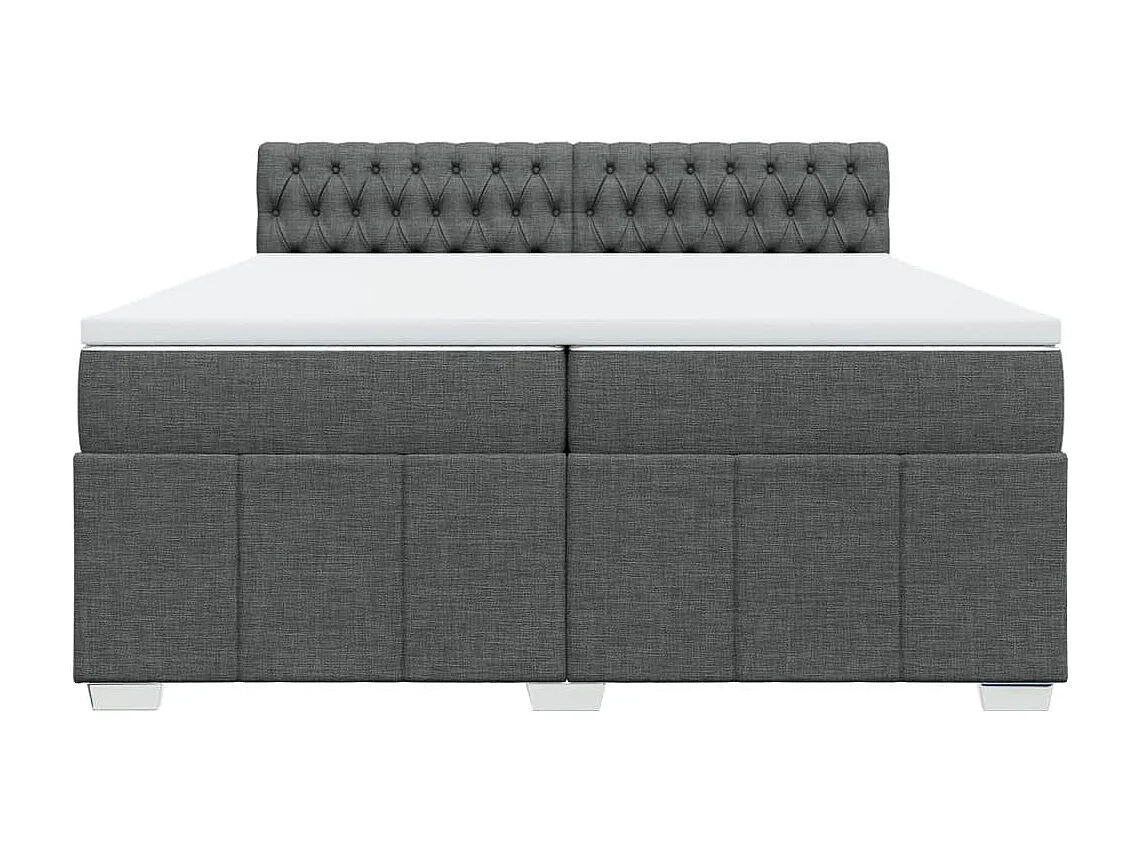 Cama box spring con colchón tela gris oscuro 200x200 cm