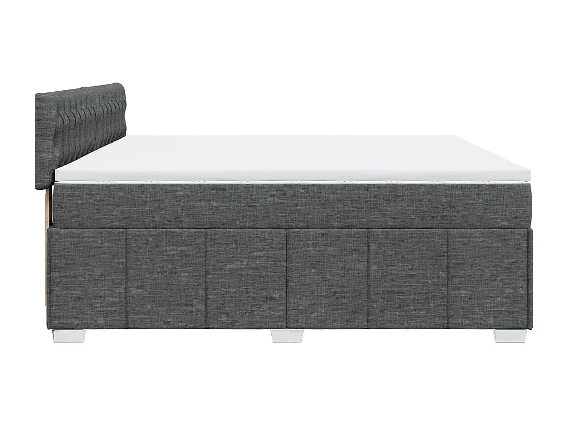 Cama box spring con colchón tela gris oscuro 200x200 cm
