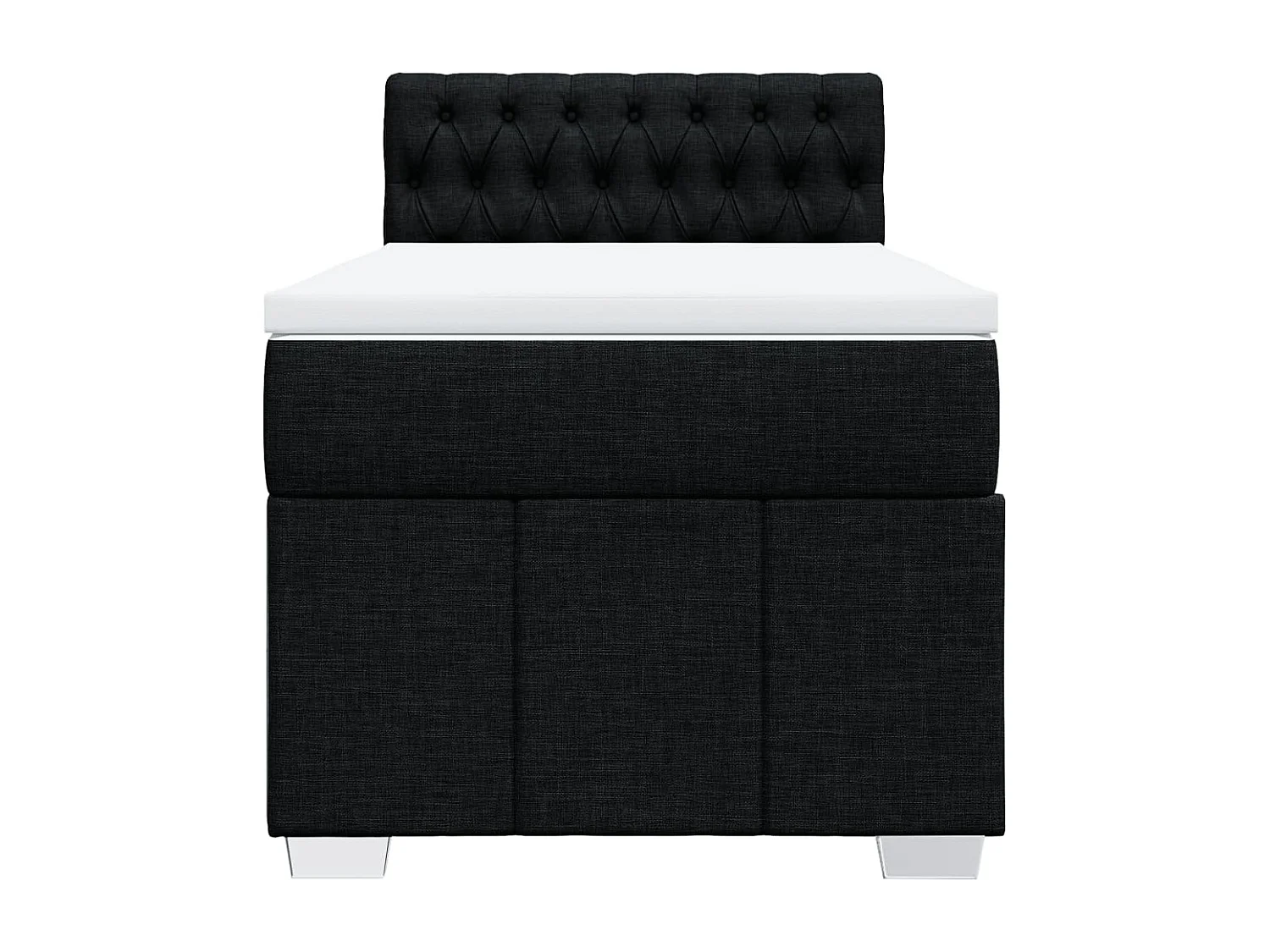 Cama box spring con colchón tela negro 90x200 cm
