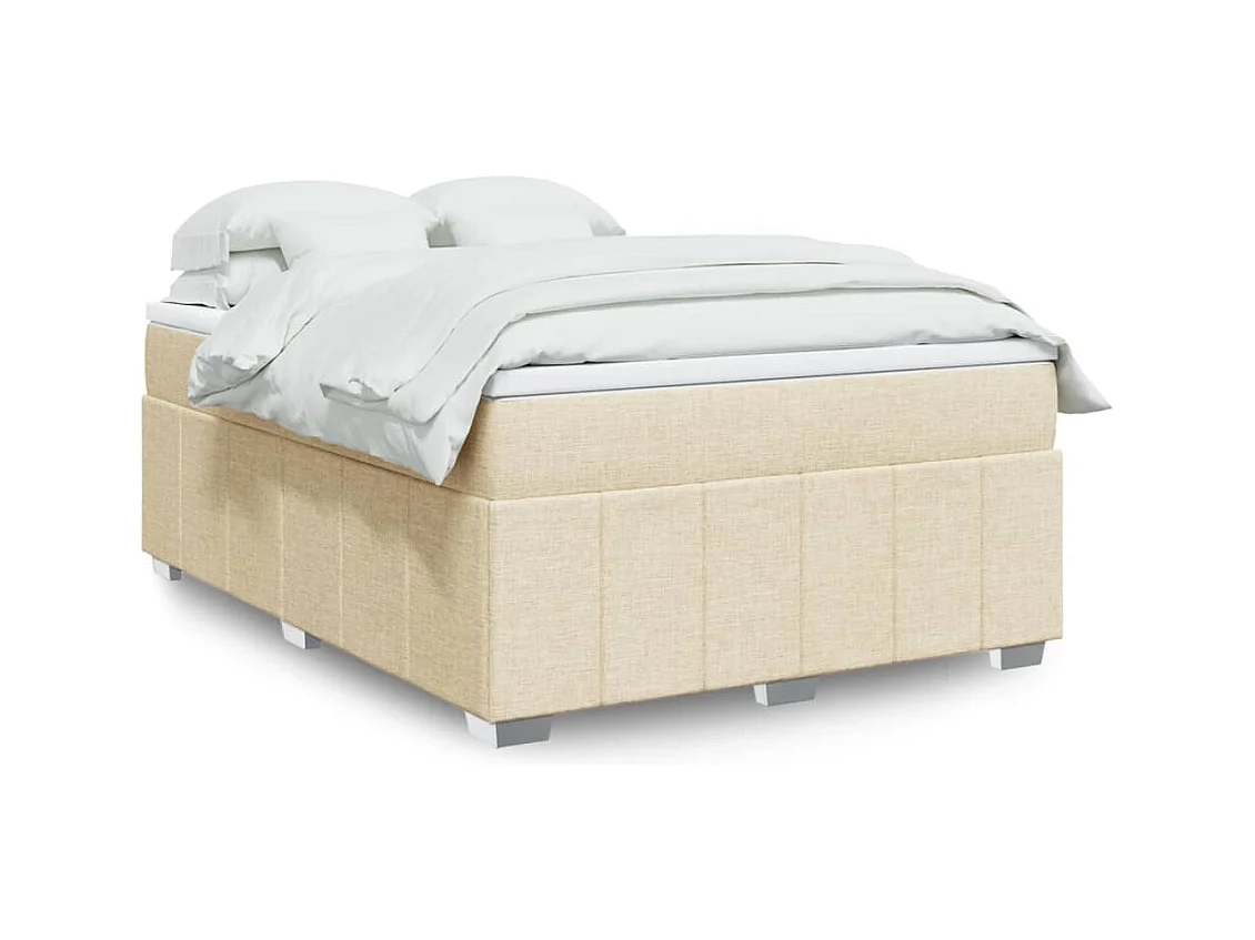 Sommier à lattes de lit avec matelas Crème 160x200 cm Tissu