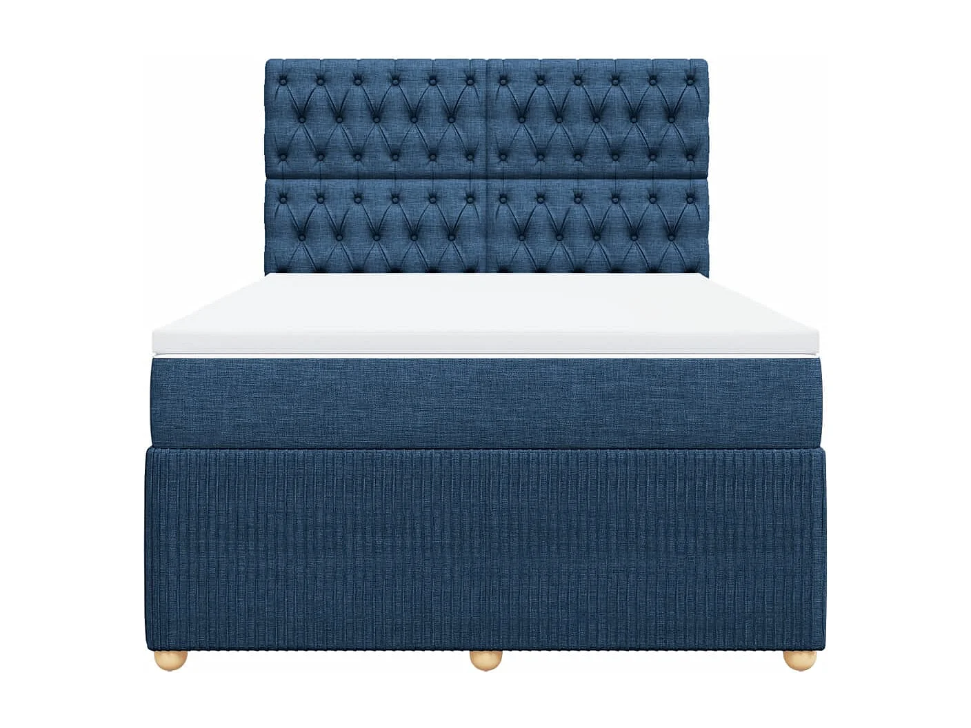 Cama box spring con colchón tela azul 140x190 cm