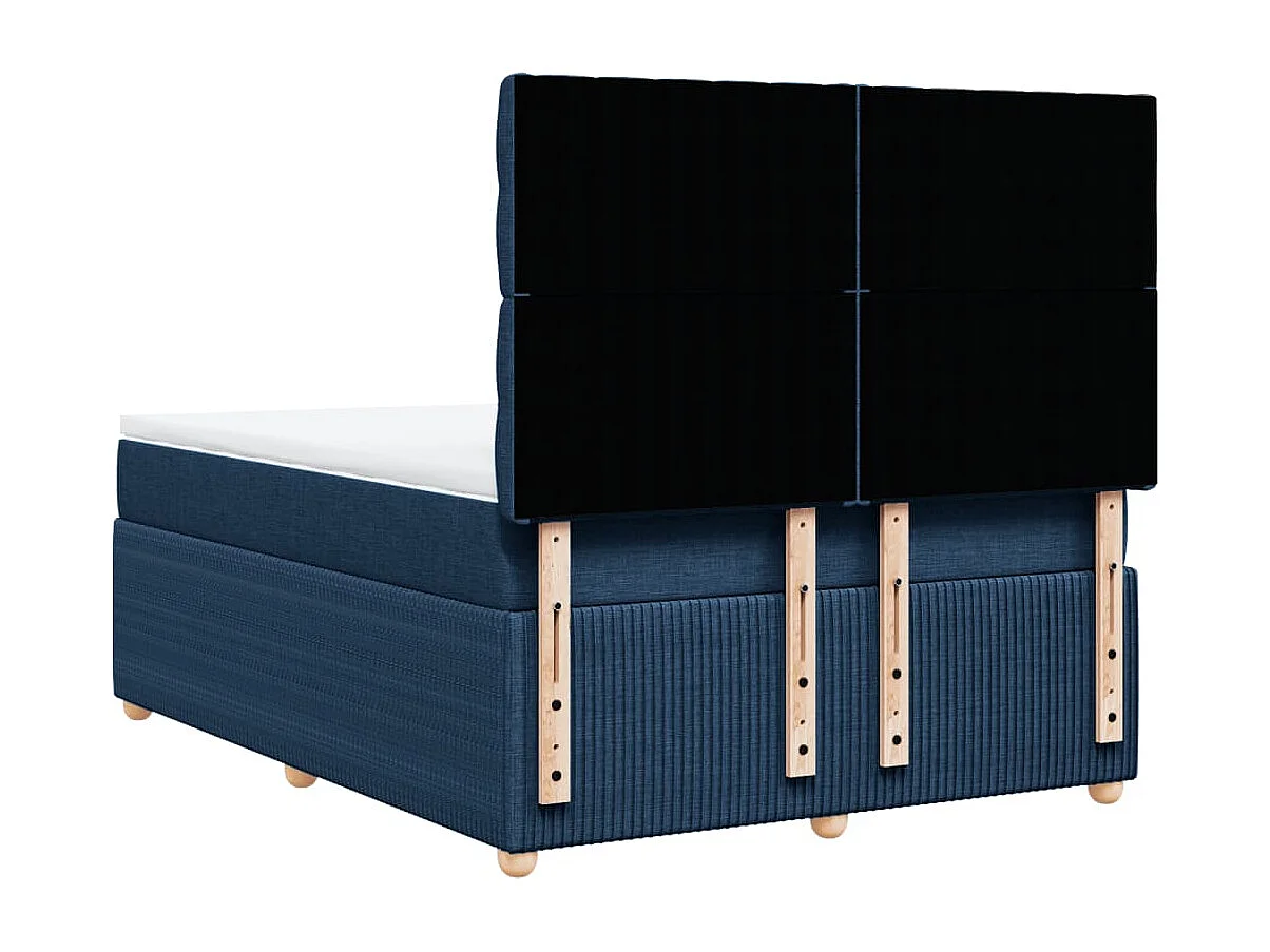 Cama box spring con colchón tela azul 140x190 cm