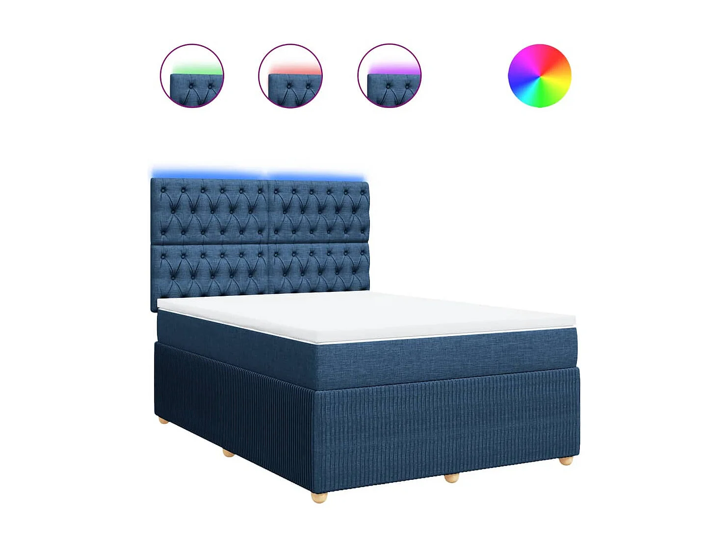 Cama com molas/colchão 140x190 cm tecido azul