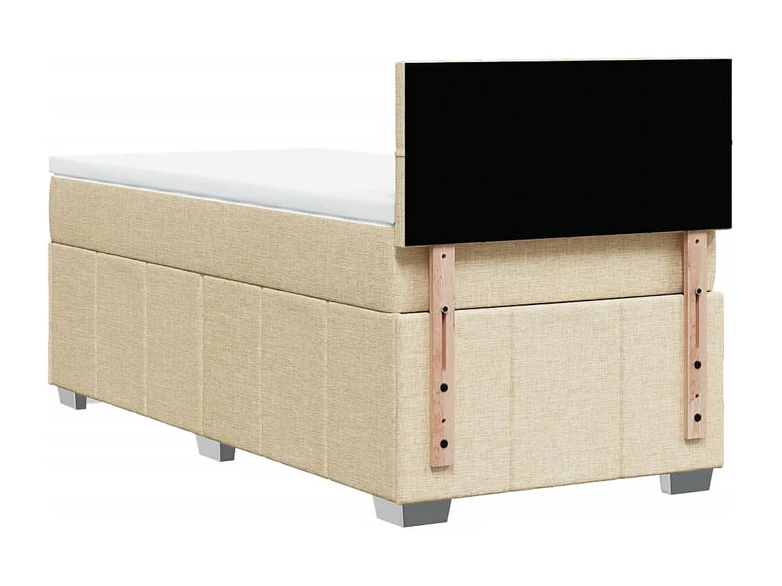 Cama box spring con colchón tela color crema 80x200 cm