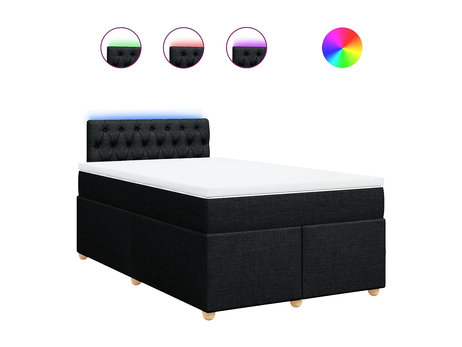 Sommier à lattes de lit avec matelas Noir 120x200 cm Tissu