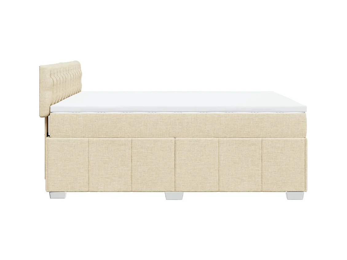 Sommier à lattes de lit avec matelas Crème 160x200 cm Tissu