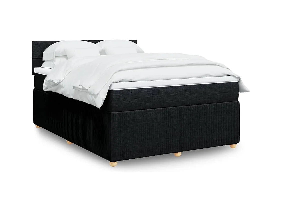 Sommier à lattes de lit avec matelas Noir 140x190 cm Tissu