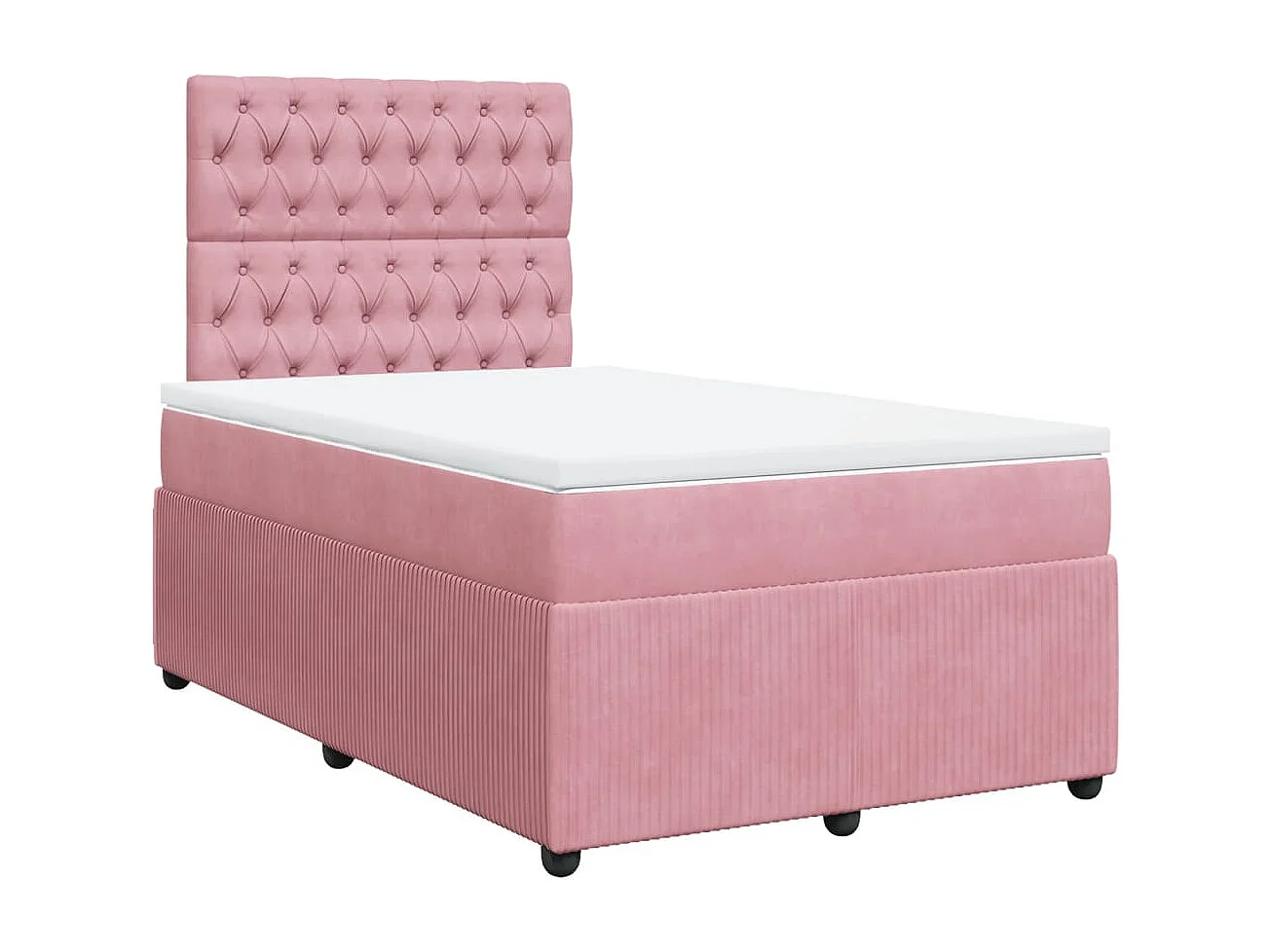 Cama boxspring com colchão 120x200 cm veludo rosa