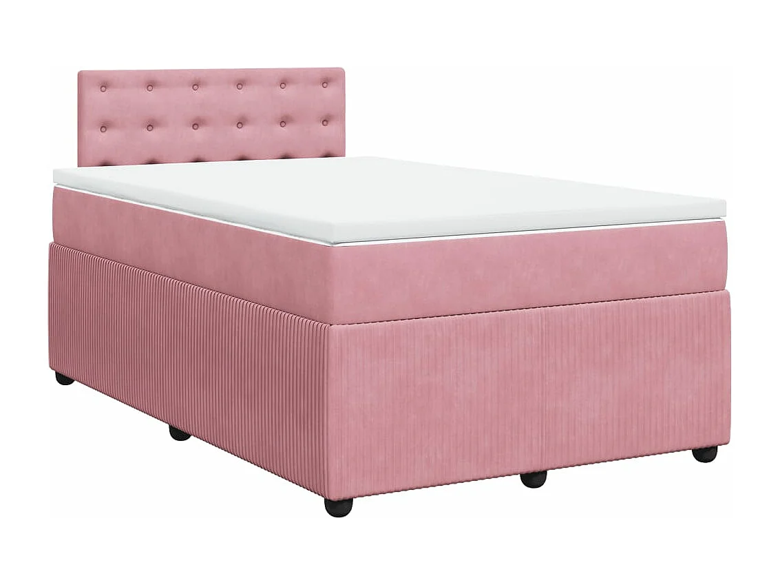 Cama box spring con colchón terciopelo rosa 120x200 cm