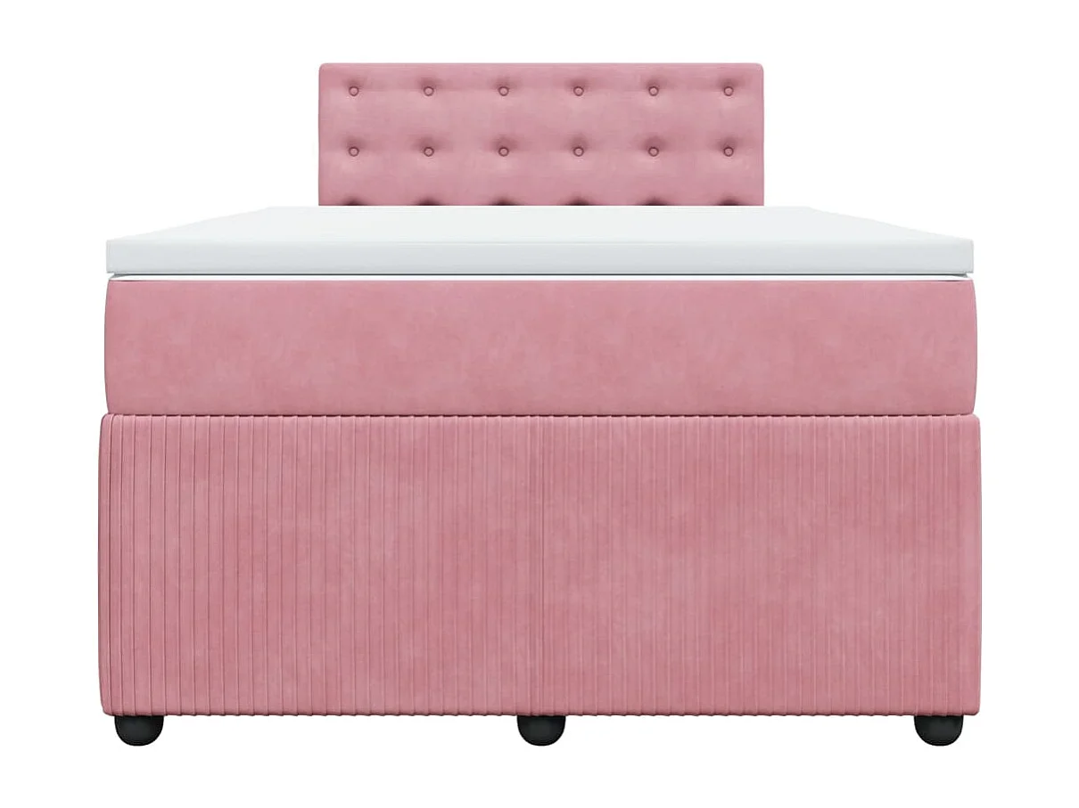 Cama box spring con colchón terciopelo rosa 120x200 cm