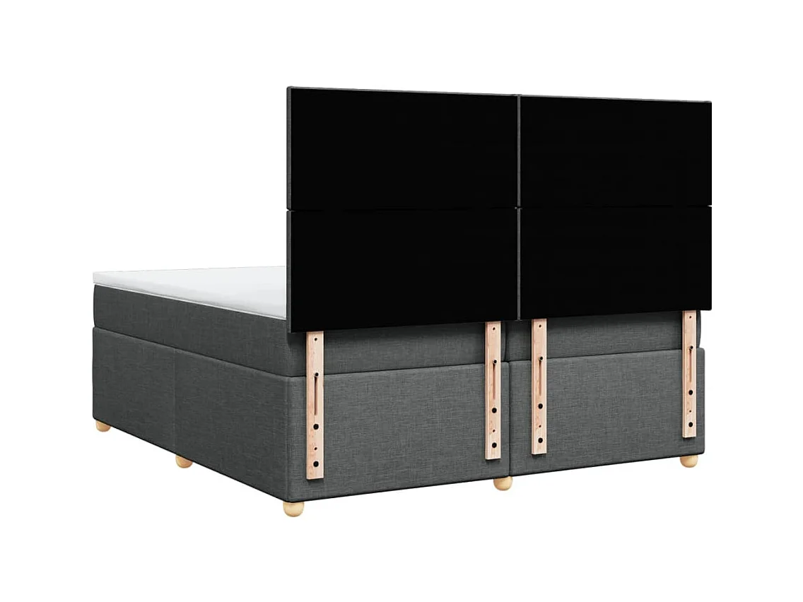 Sommier à lattes de lit avec matelas Gris foncé 200x200cm Tissu