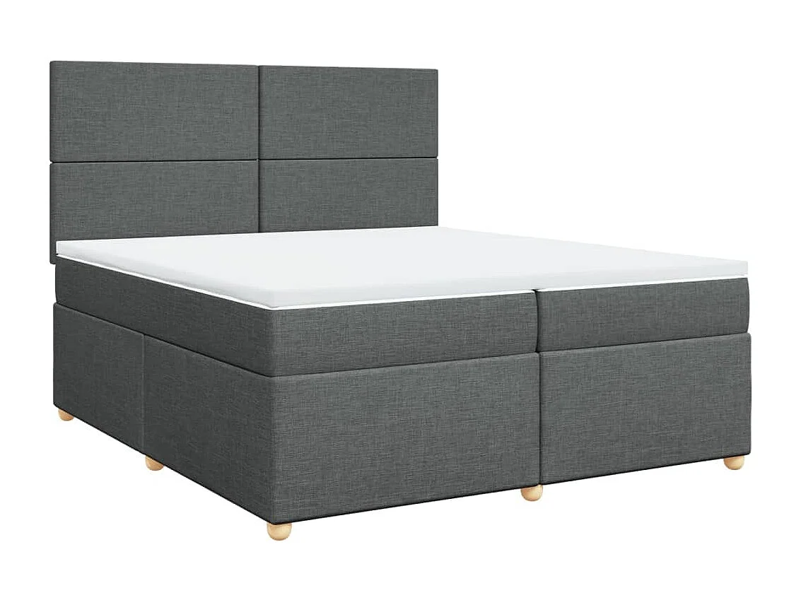 Cama box spring con colchón tela gris oscuro 200x200 cm