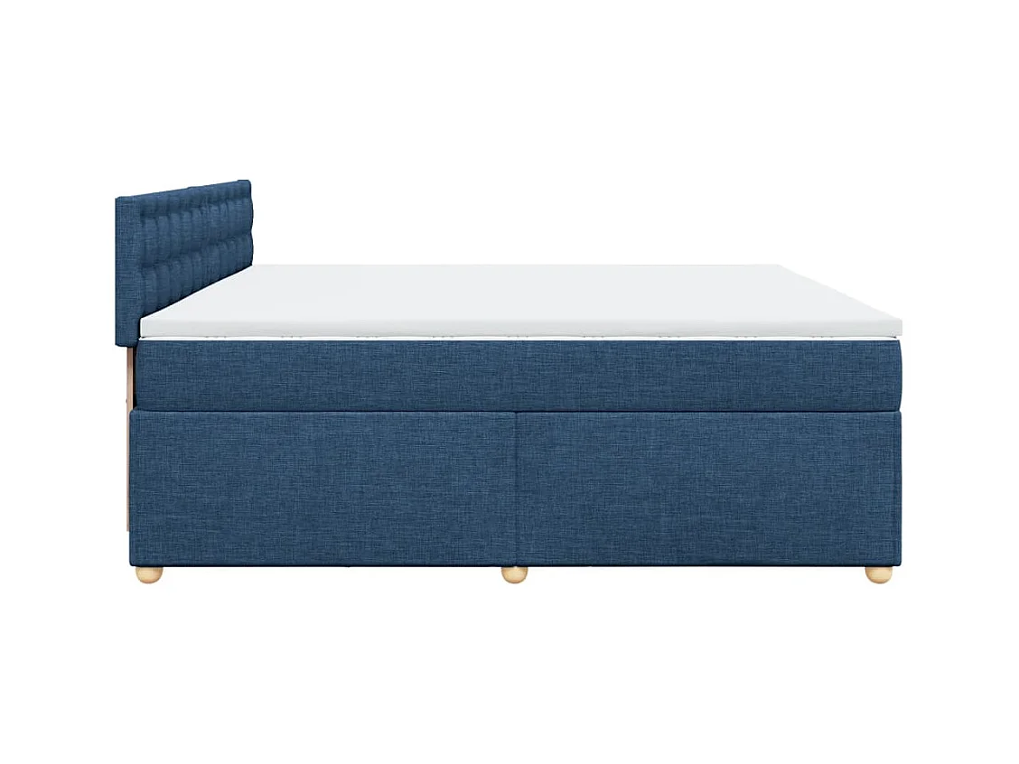 Sommier à lattes de lit avec matelas Bleu 200x200 cm Tissu