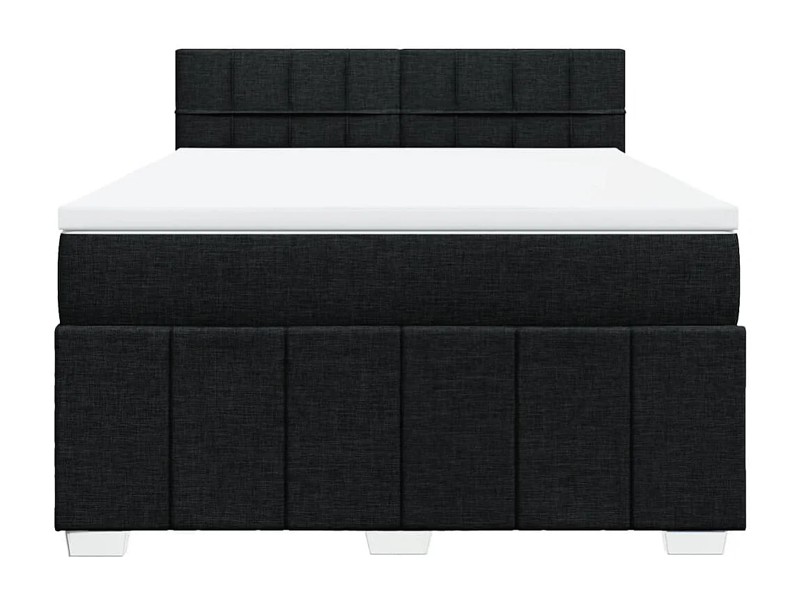 Sommier à lattes de lit avec matelas Noir 140x190 cm Tissu