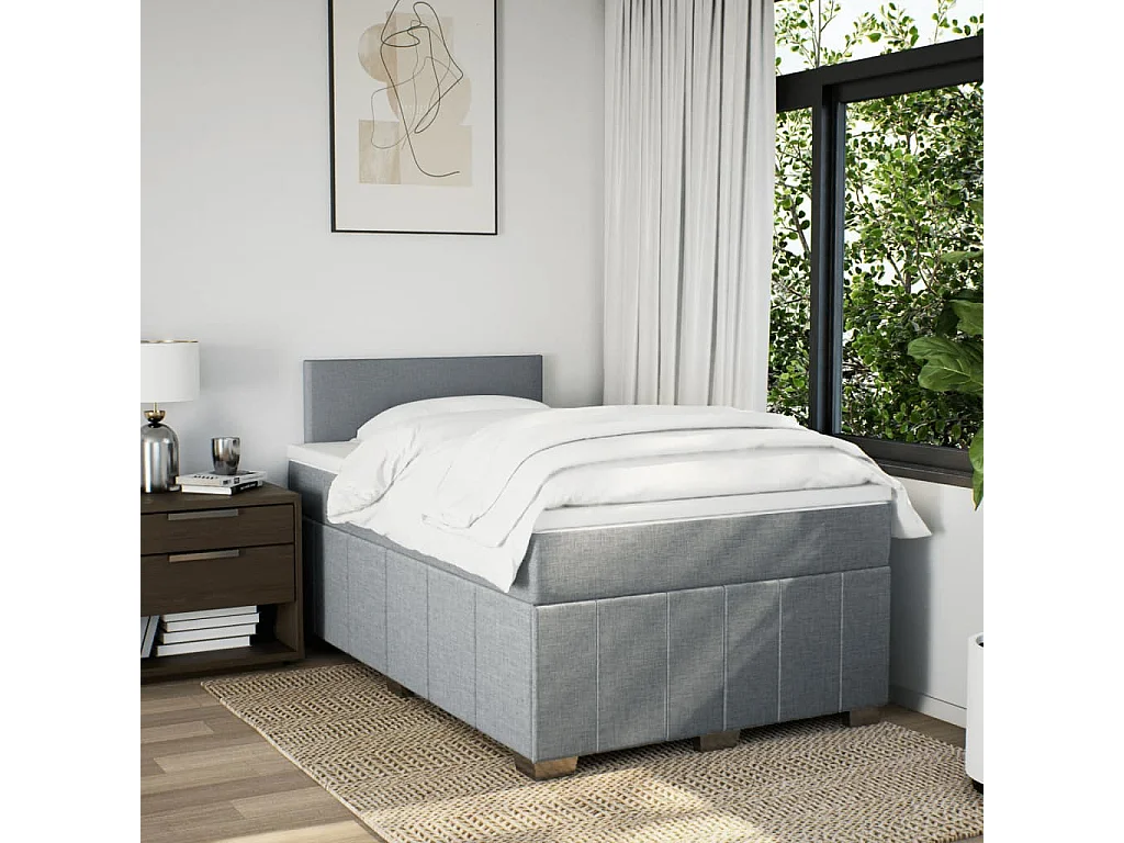 Sommier à lattes de lit avec matelas Gris clair 120x200cm Tissu