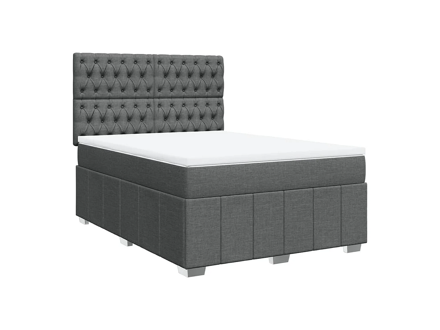 Cama box spring con colchón tela gris oscuro 140x190 cm