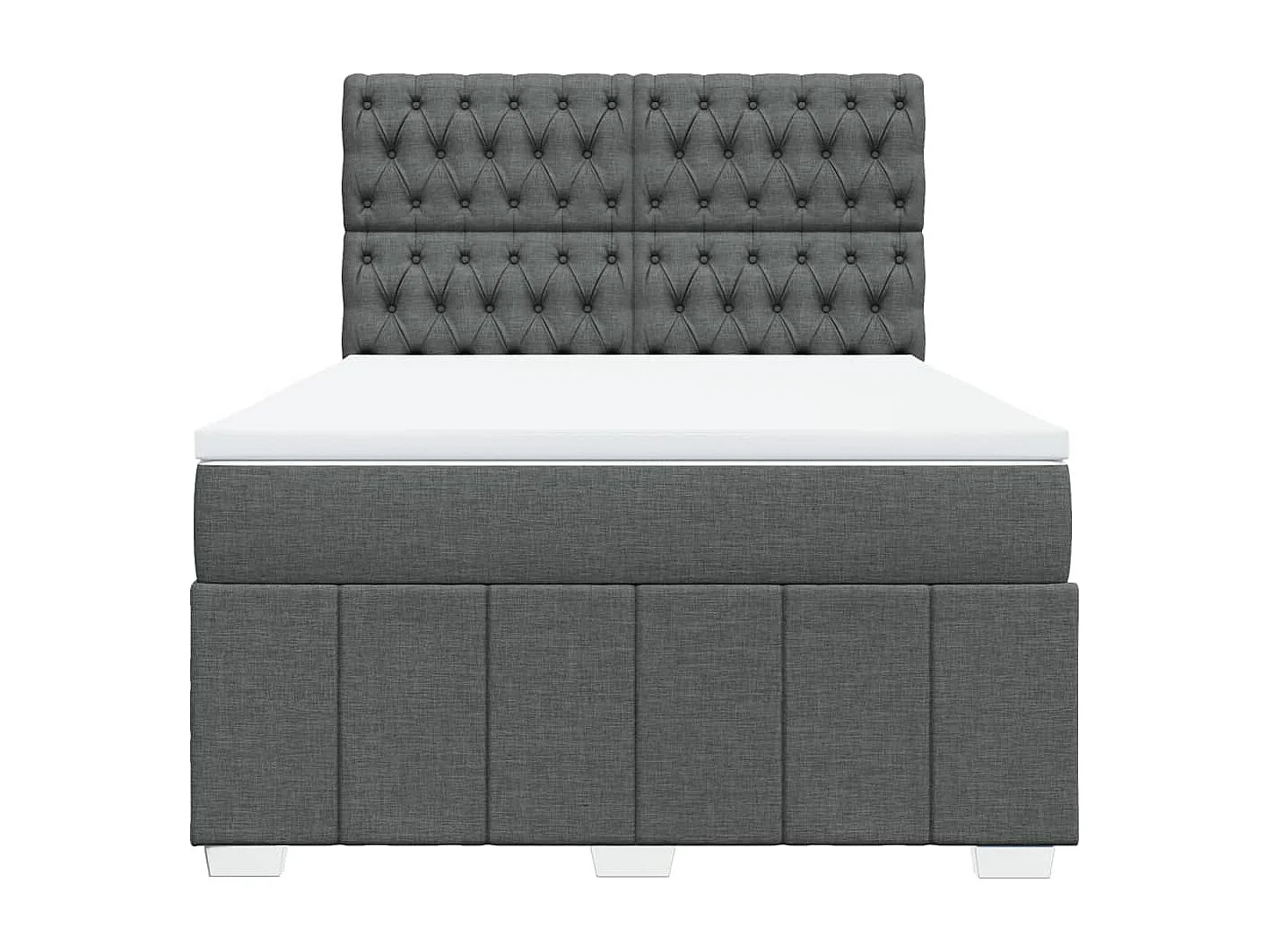 Cama box spring con colchón tela gris oscuro 140x190 cm
