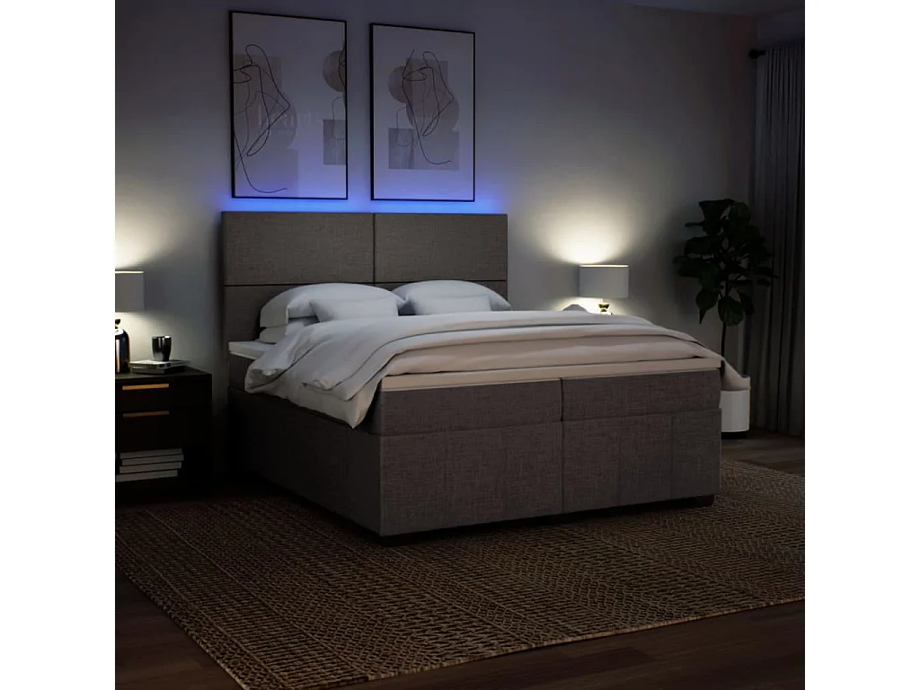 Sommier à lattes de lit avec matelas Taupe 200x200 cm Tissu