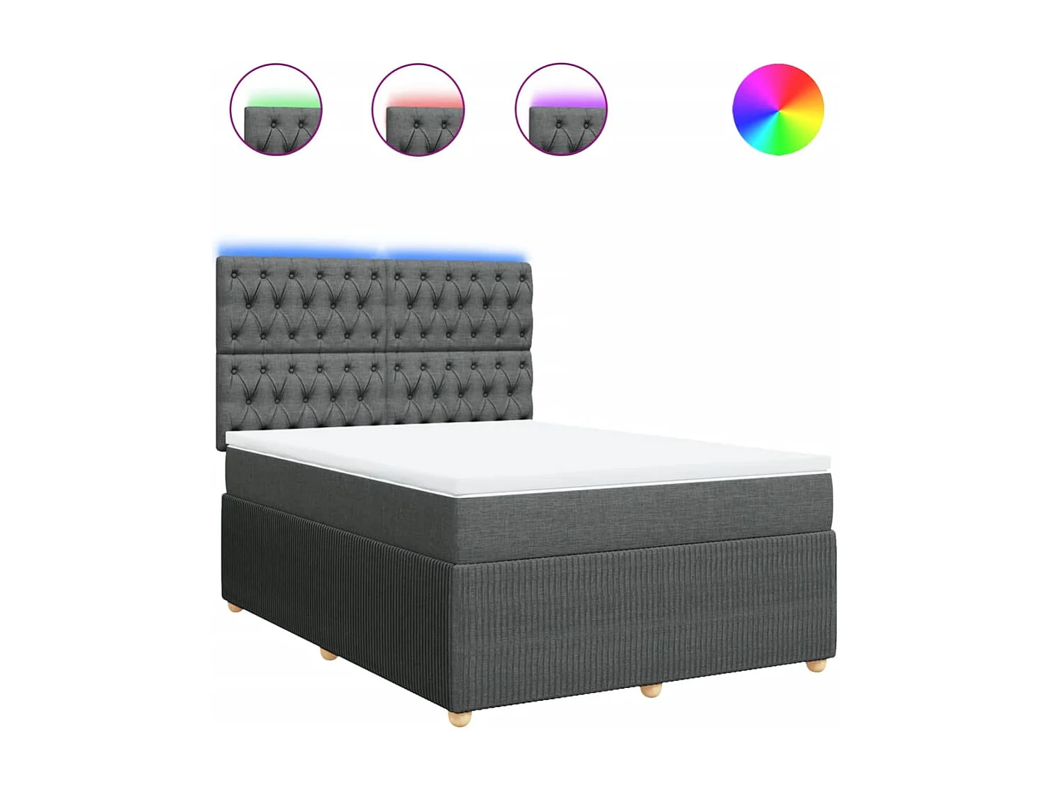 Sommier à lattes de lit avec matelas Gris foncé 140x200cm Tissu