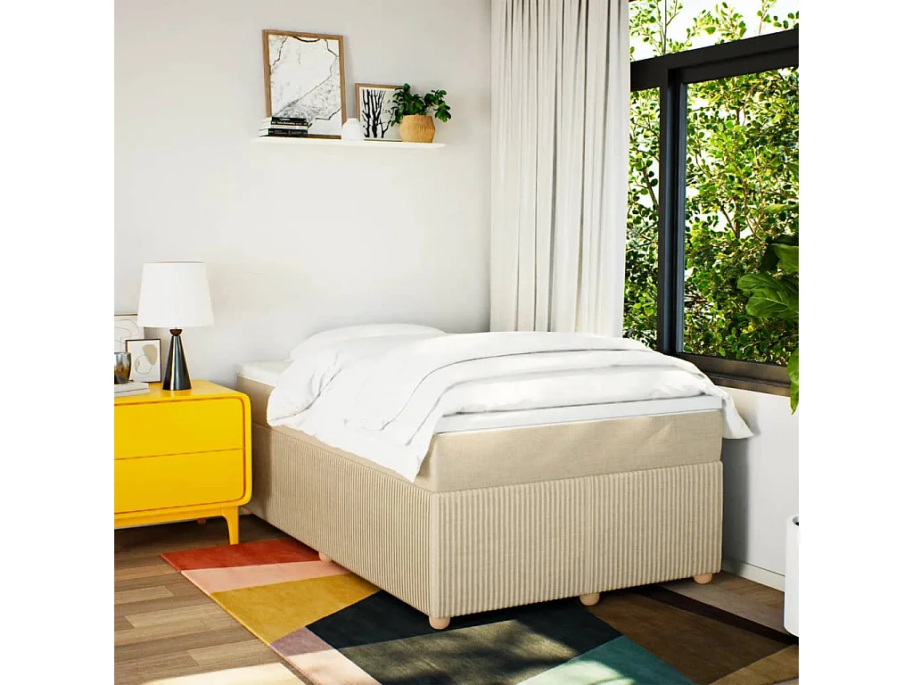 Boxspring met matras stof crèmekleurig 120x200 cm