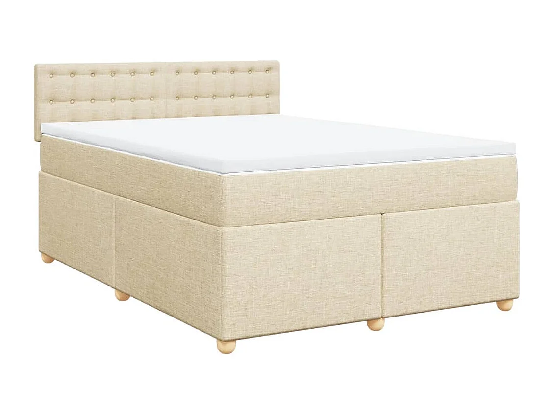 Sommier à lattes de lit avec matelas Crème 140x200 cm Tissu